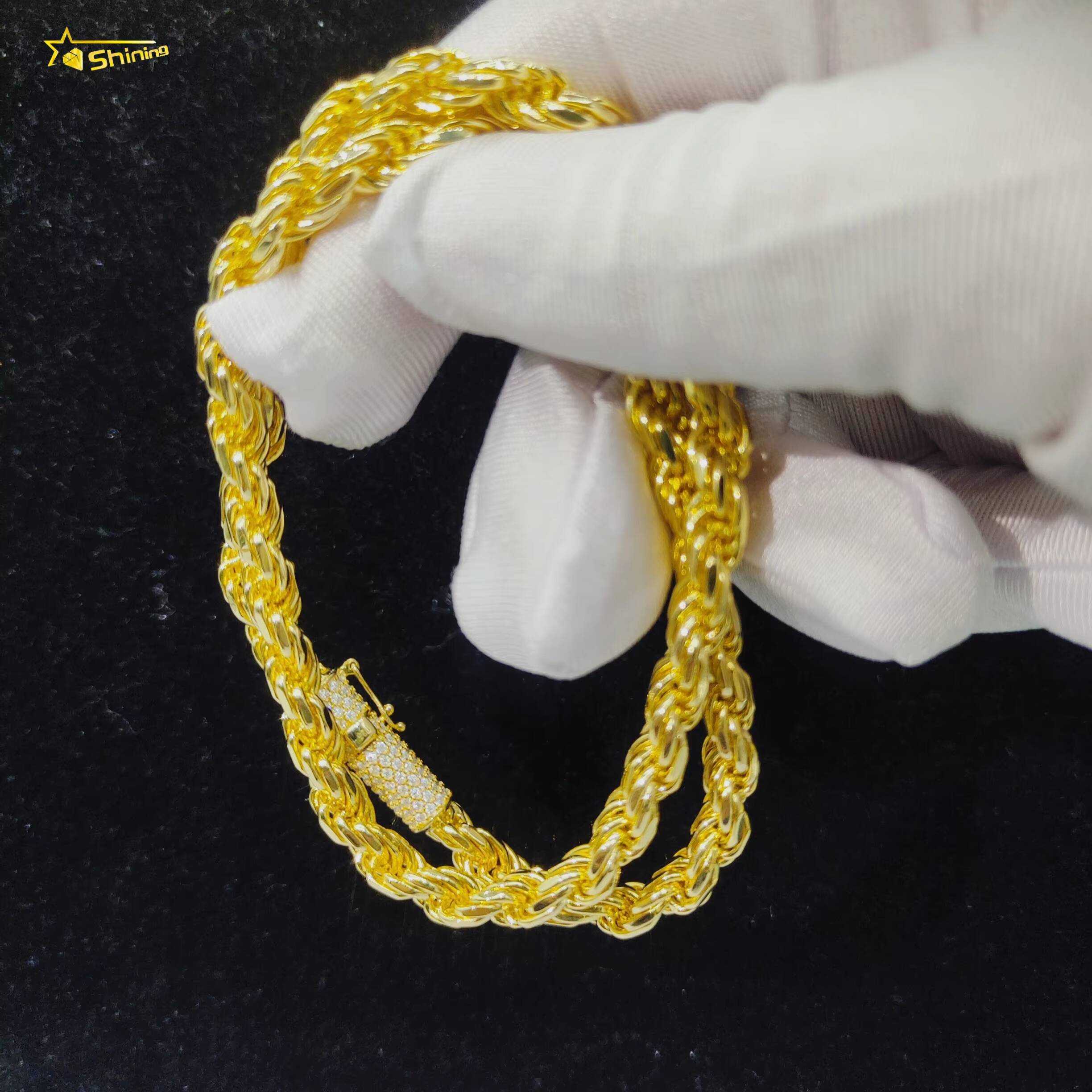 Hip Hop Jewelry Iced Out Fashion Cuban Link Necklace 6MM Solid Silver Moissanite Rope Chain for Men Women