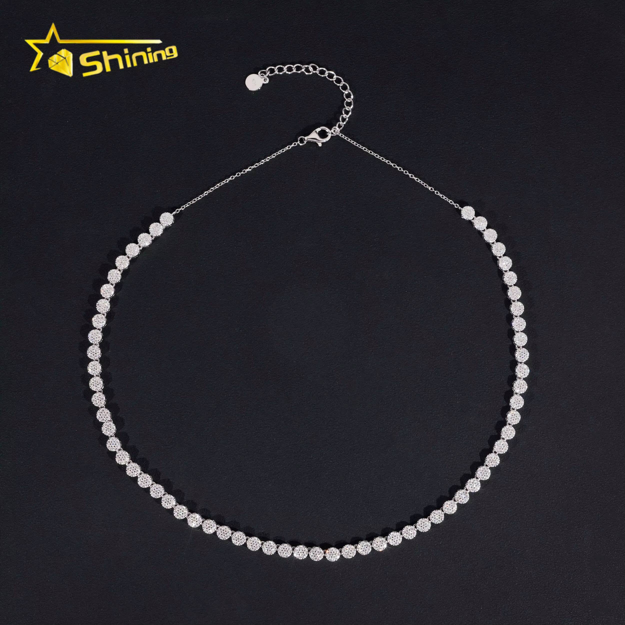 Fine Jewelry Ladies Necklace Men Women 925 Silver 44MM Width Moissanite Tennis Necklace Custom Hip Hop Iced Out Necklaces