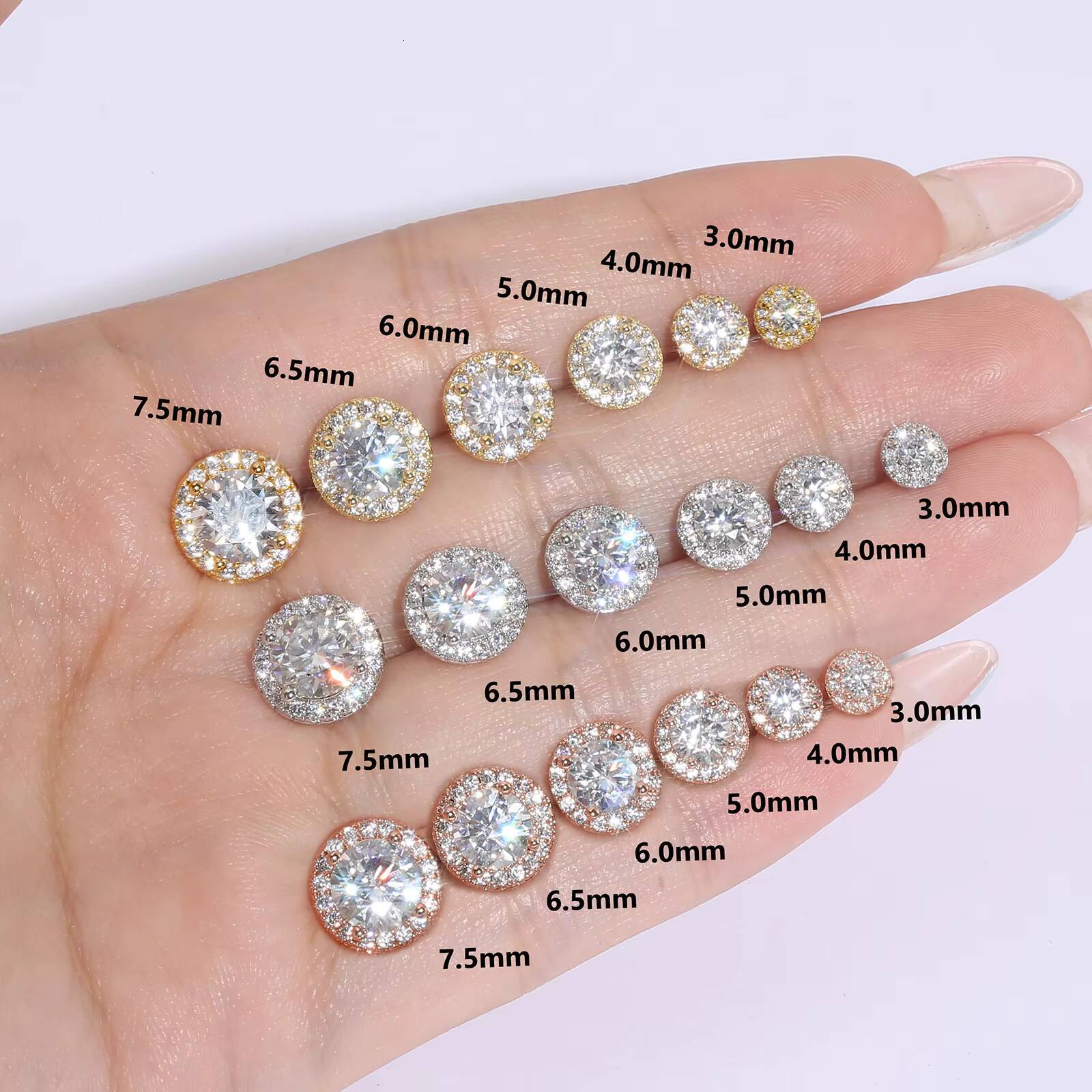 1CT Pass Diamond Test VVS Moissanite Jewelry GRA Certified Men Women Gifts 14K Gold Plated 925 Sterling Silver Halo Stud Earring