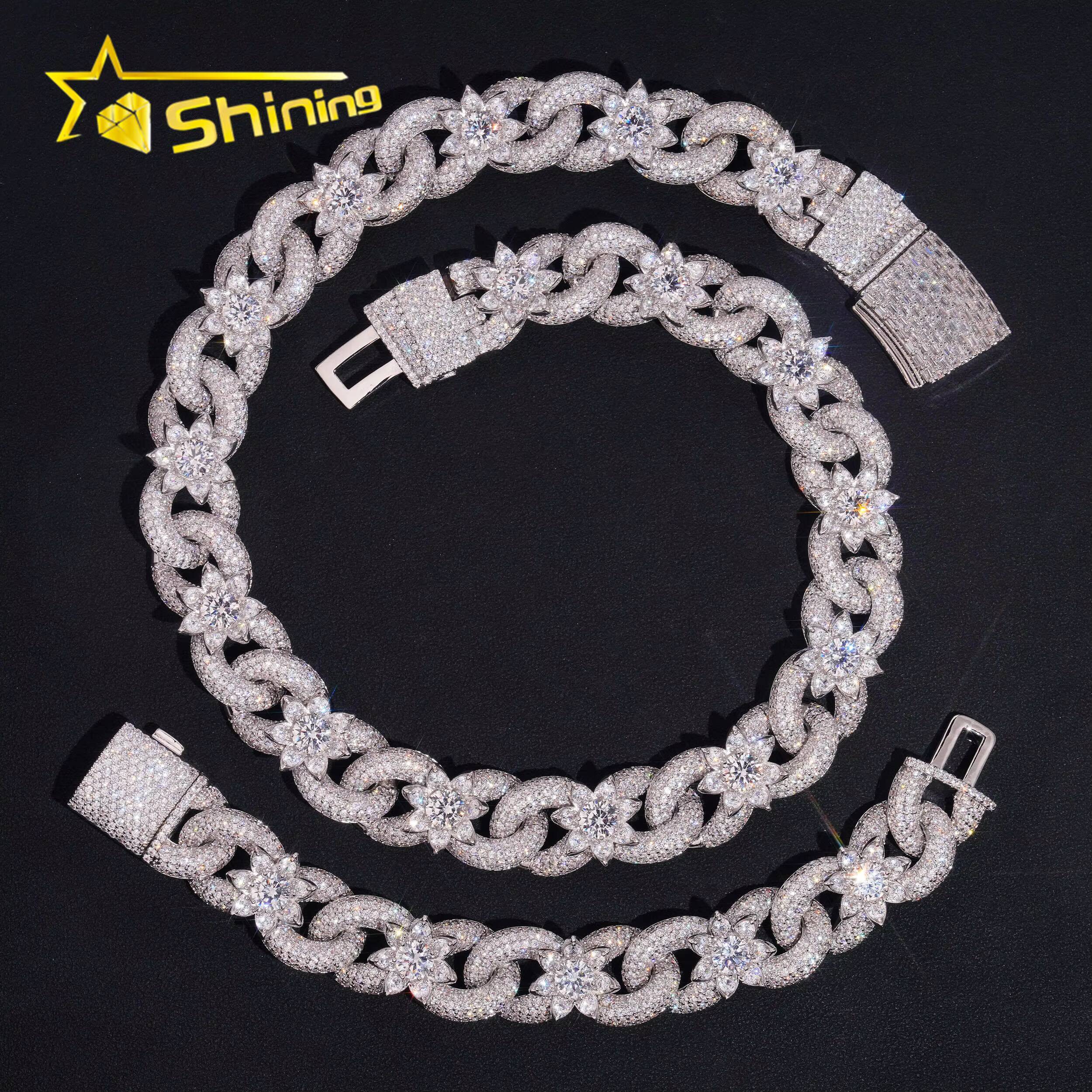 Luxury Rapper Jewelry 925 Sterling Silver 18MM Infinity Moissanite Cuban Link Chain Hip Hop Iced Out Custom Chains for Men