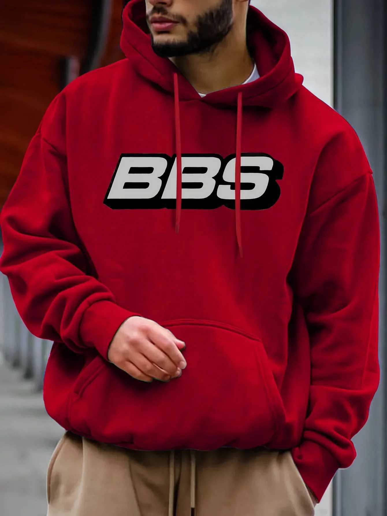 BBS Mens Casual Hoodie Fashion Longsleeved Loose Casual Hooded Sweatshirt W251027