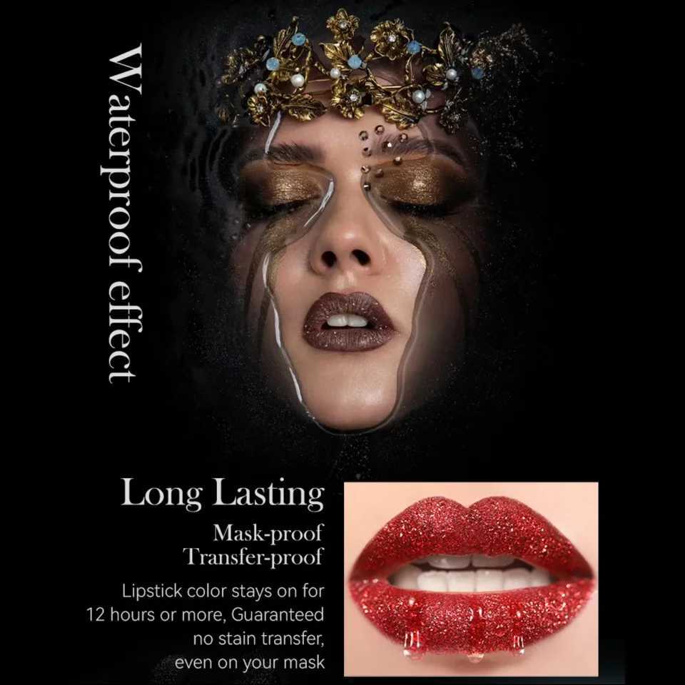 MLSMILE MultiColor Matte Lipstick NonStick Flash Lasting Easy Apply Diamond Finish Dark Halloween Look Lip Makeup W251027