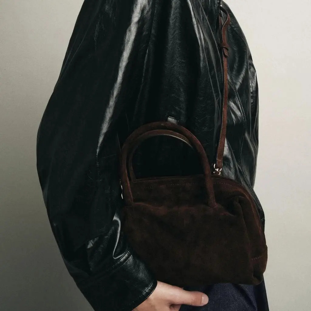 WOMENS SUEDE BOWLING BAG Fashion Handbag Purse For Women y ner Croosbody Boston Bag for Ladies Small 251014