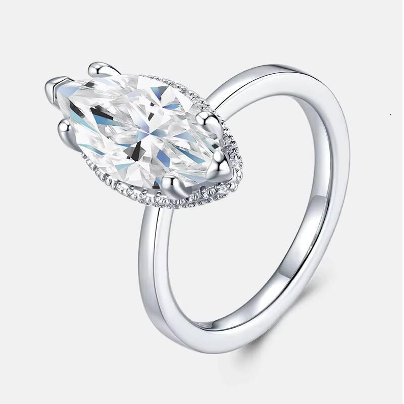 Romantic Pear Marquise Cut VVS1 Moissanite Rings 925 Silver Engagement Wedding Moissanite Fine Jewelry Ring