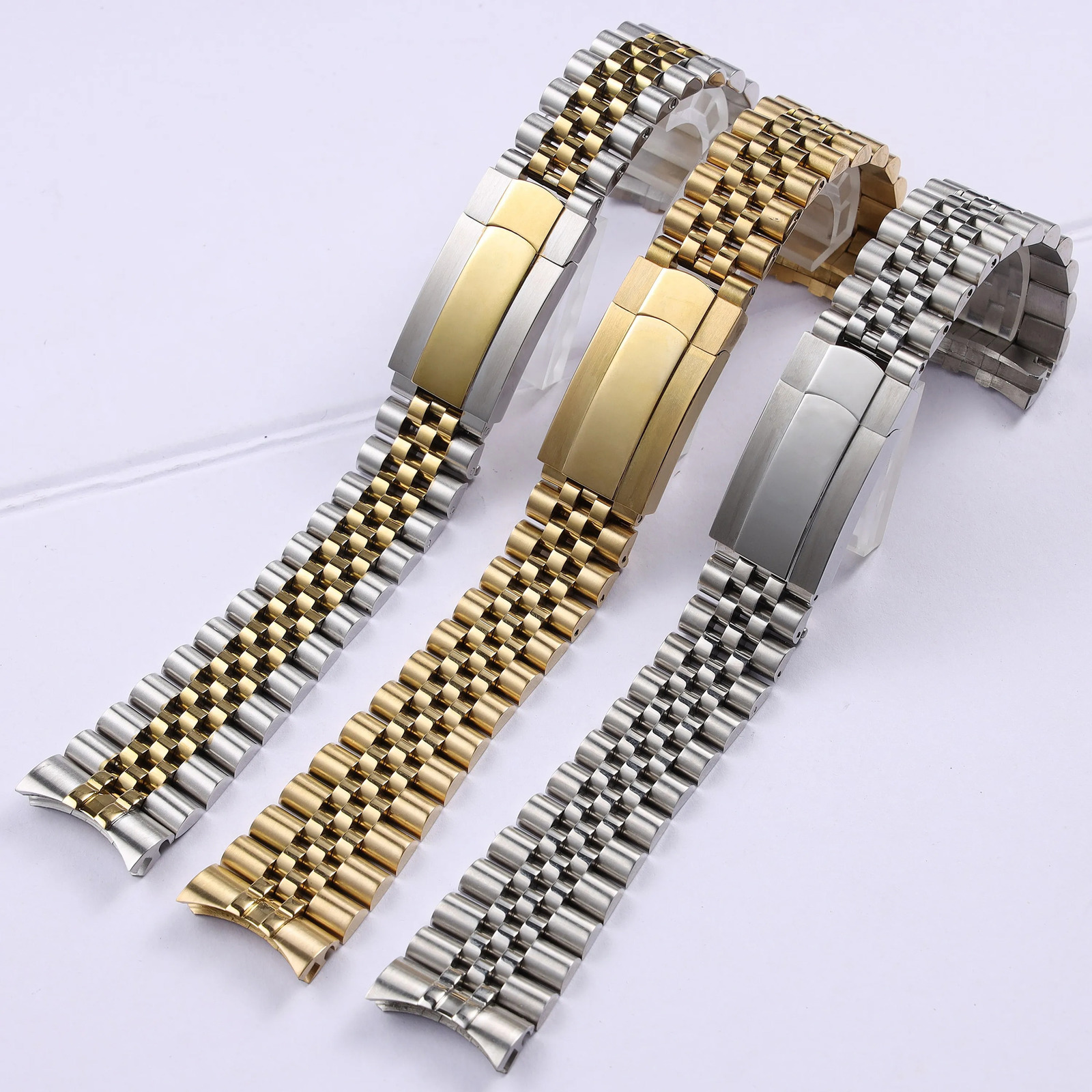 Stainless steel watch strap 20mm 21mm Arc interface metal Jubilee silver gold men watchband For Rolex Oyster Perpetual Datejust 251024