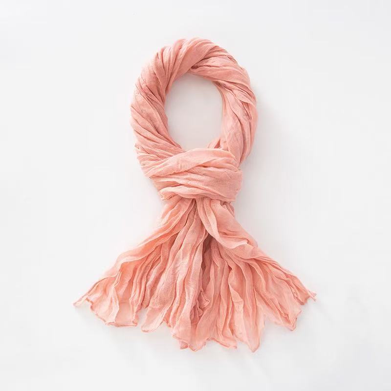 T2182 Summer new solid color gradient cotton monochrome chiffon scarf