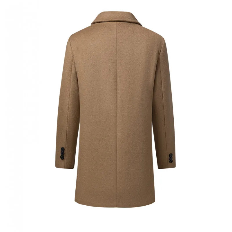 Highquality mens fashionable and stylish solidcolor casual autumn winter coat with wool cotton midlength 251016