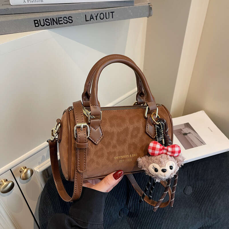 Women's Leopard Print Boston Pillow Designer Bag - 2025 New Trendy High-Value Handbag, Stylish for Handheld, Shoulder & Crossbody Wear