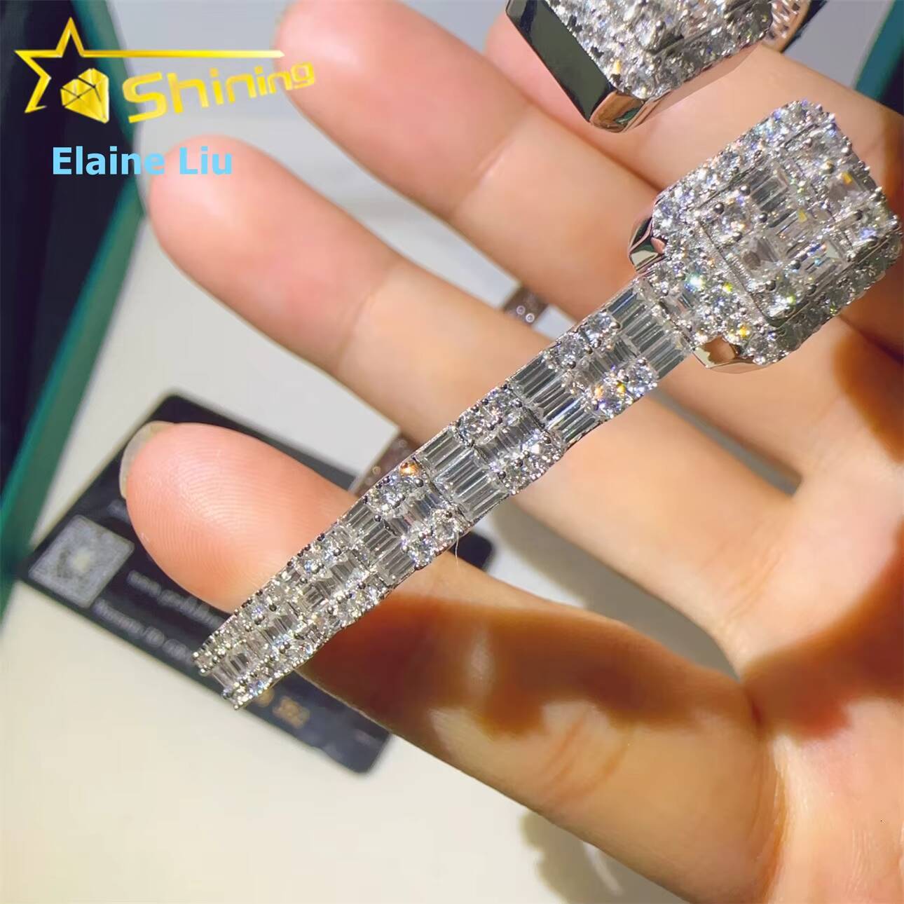 Pass Diamond Tester Hip Hop Fashion Jewelry VVS Moissanite Iced Out GRA Certificate S925 Silver Bangle Bracelet Man
