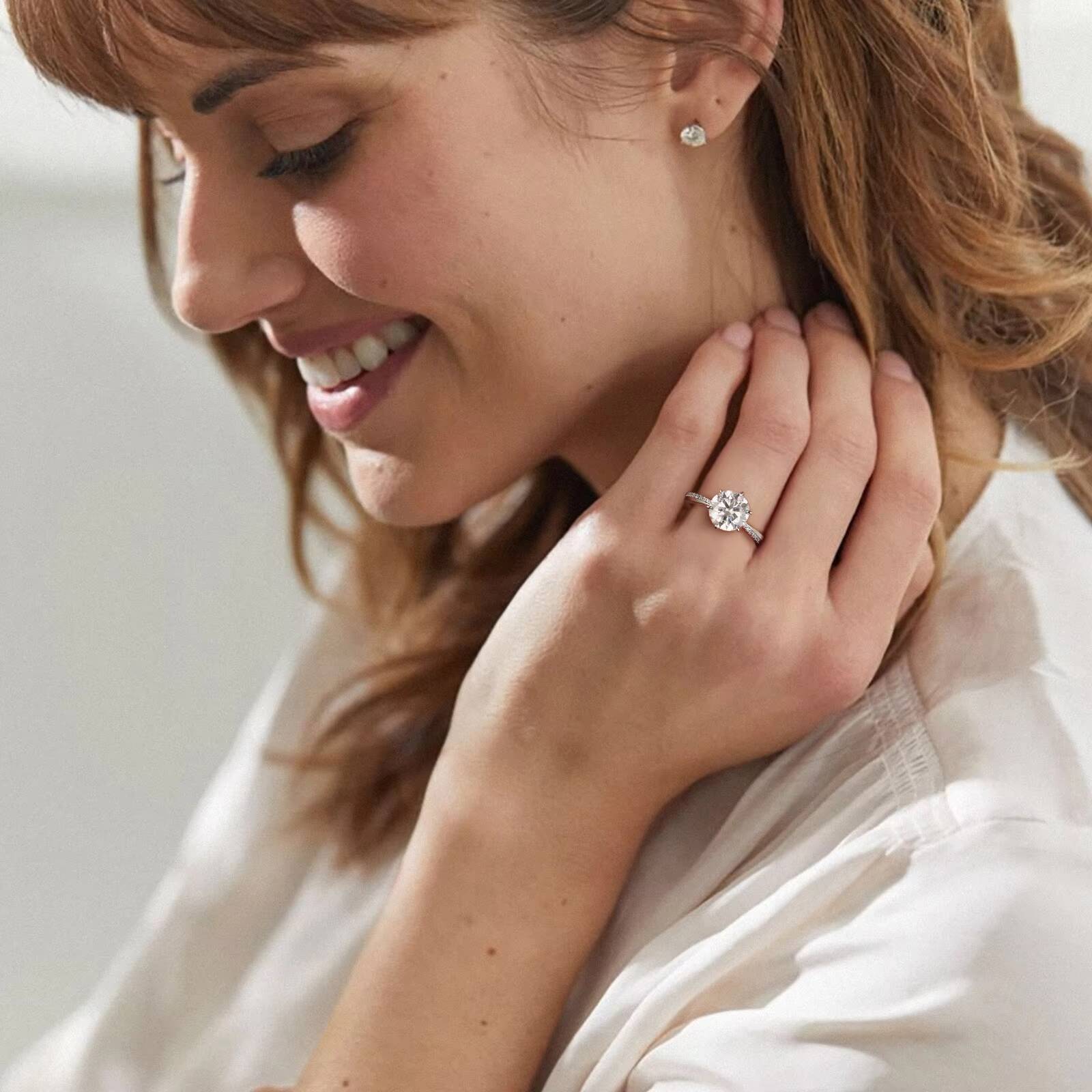 Moissanite Jewelry 925 Sterling Silver Moissanite Ring Round White Heart Vvs Diamond Engagement Moissanite Rings for Women