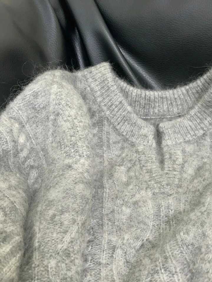 Grey V Neck Knitted Sweaters Women Autumn Korean Loose Lazy Style Casual Jumpers Y2K Fashion Winter Warm Simple Pullovers MujerT251027