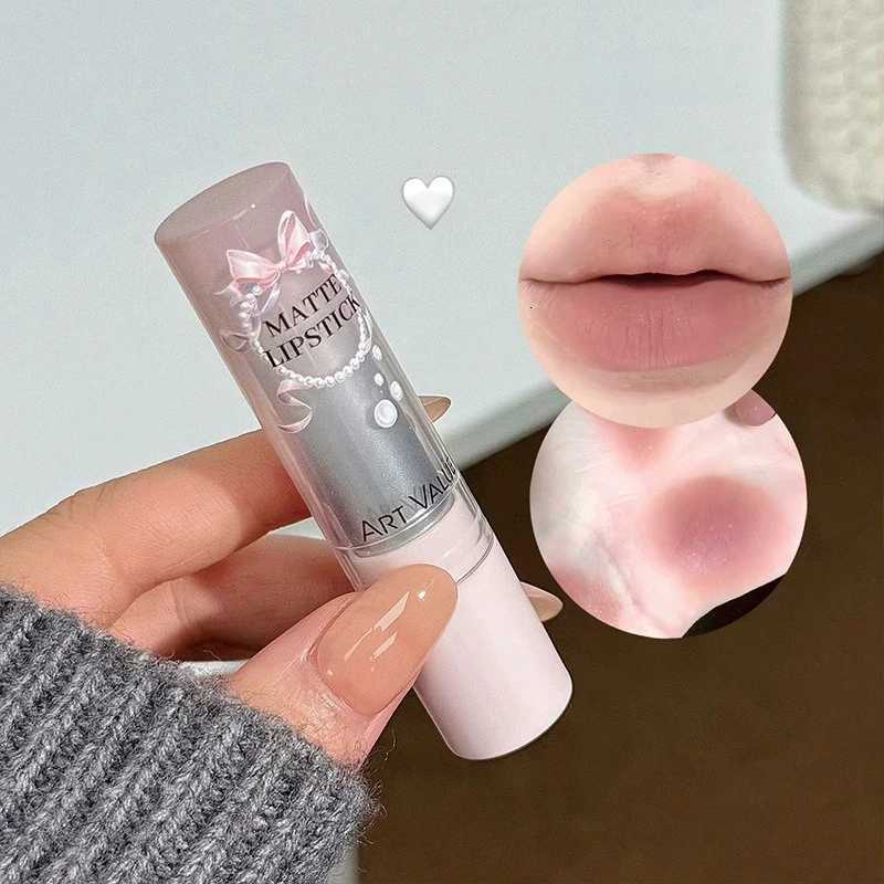 6 Color Pearl Matte Velvet Lipstick NonStick Cup LongLasting Soft Mist Brown Lipstick Brighten Skin Tone Lip Makeup Cosmetic W251027