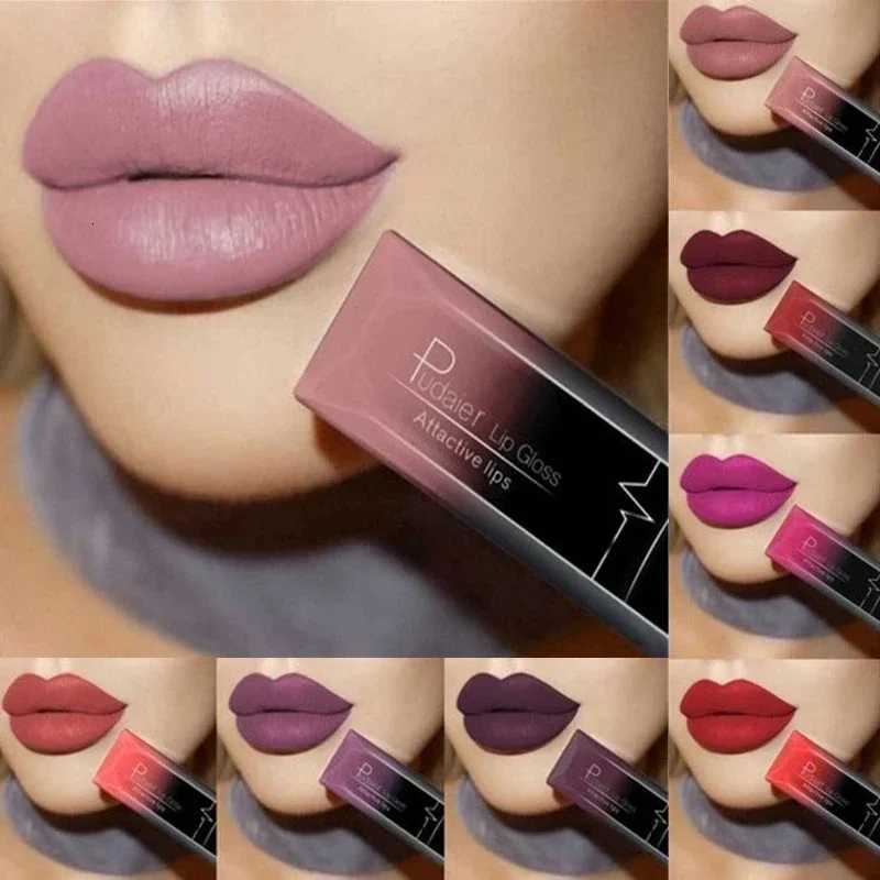 Waterproof Nude Matte Velvet Glossy Lip Gloss Lipstick Lip Balm Sexy Red Lip Tint 2 Colors Women Fashion Makeup Lipstick Tube W251027