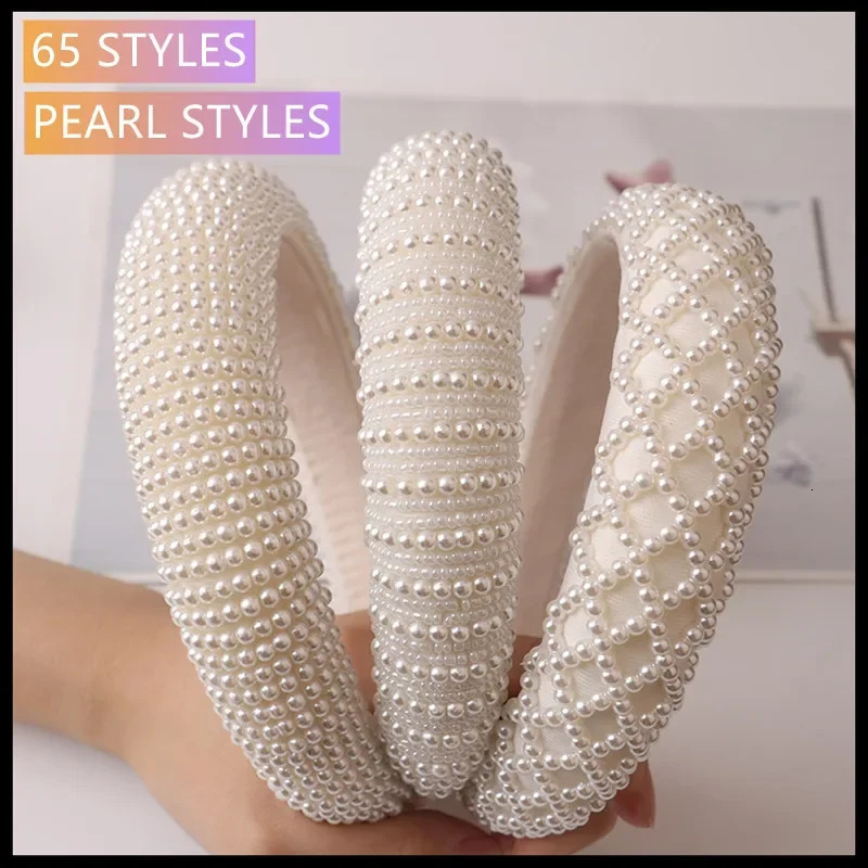 65 Styles Jeweled Pearl Headband Baroque Rhinestone Hairbands For Women Crystal Hairband Headwear White Hair Accessories 251023