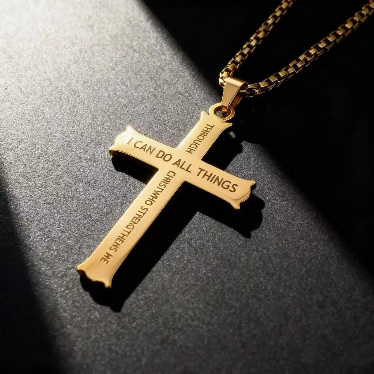 YQ Stainless Steel Cross Chain Necklace Pendant For Men Women Religious Jewelry Accessories 251020