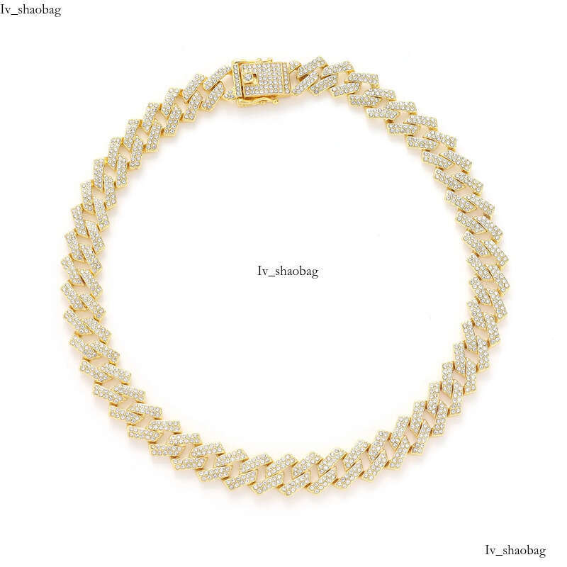 15mm alloy full dia Cuban chain mens double row quadrilateral hip-hop necklace accessory aaa