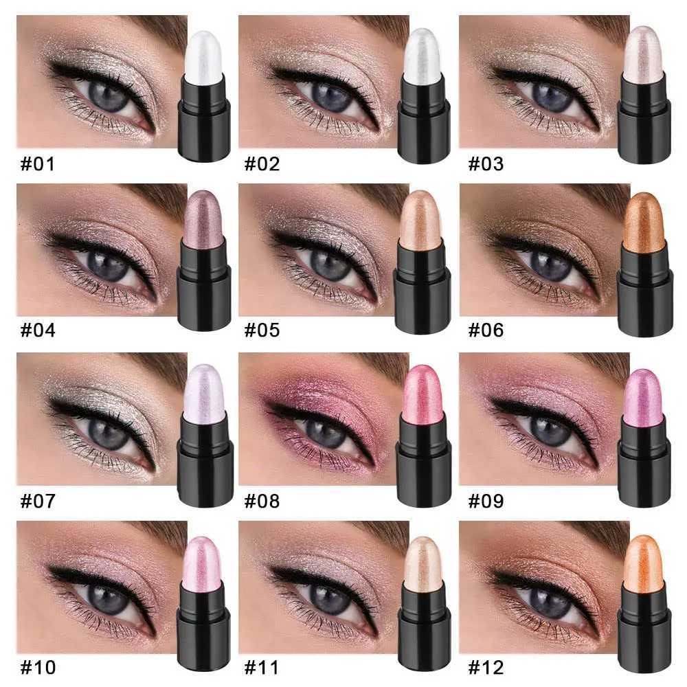 12 Colors Glitter Gradient Eyeshadow Eye shadow Stick Pen Makeup Set Waterproof Shimmer Pink Eyeshadow SticksXJ251027