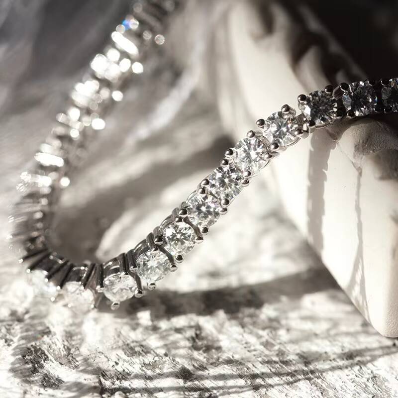 Fashion Jewelry Hip Hop Bling Round Moissanite Tennis Chain 4mm Diamond Iced Out Moissanite Tennis Bracelet 925 Sterling Silver