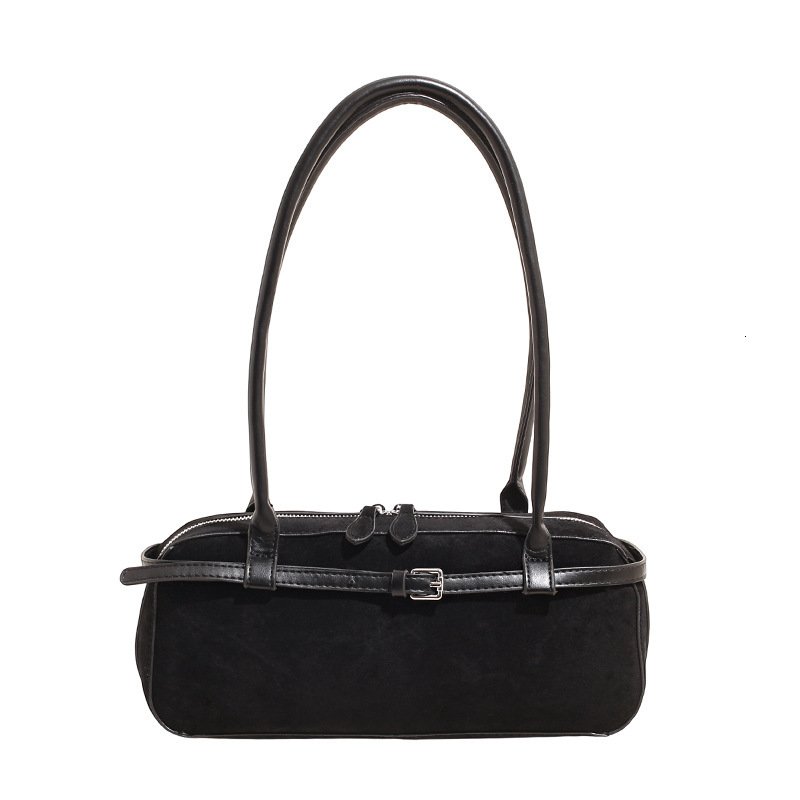 Free shipping designer bag Autumn and Winter New Underarm Bag Matte Single Shoulder Bag Large Capacity Belt Buckle Suede Baguette Bag