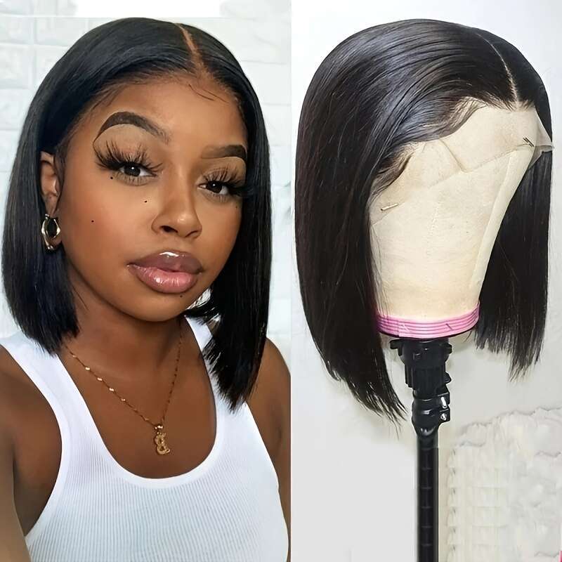 200% Density Glueless Closure With Baby Straight Bob 5X1 HD Lace Wigs Mixed Brown & Blonde Human Hair Bleached Invisible Bye Knots Wig Pre Plucked