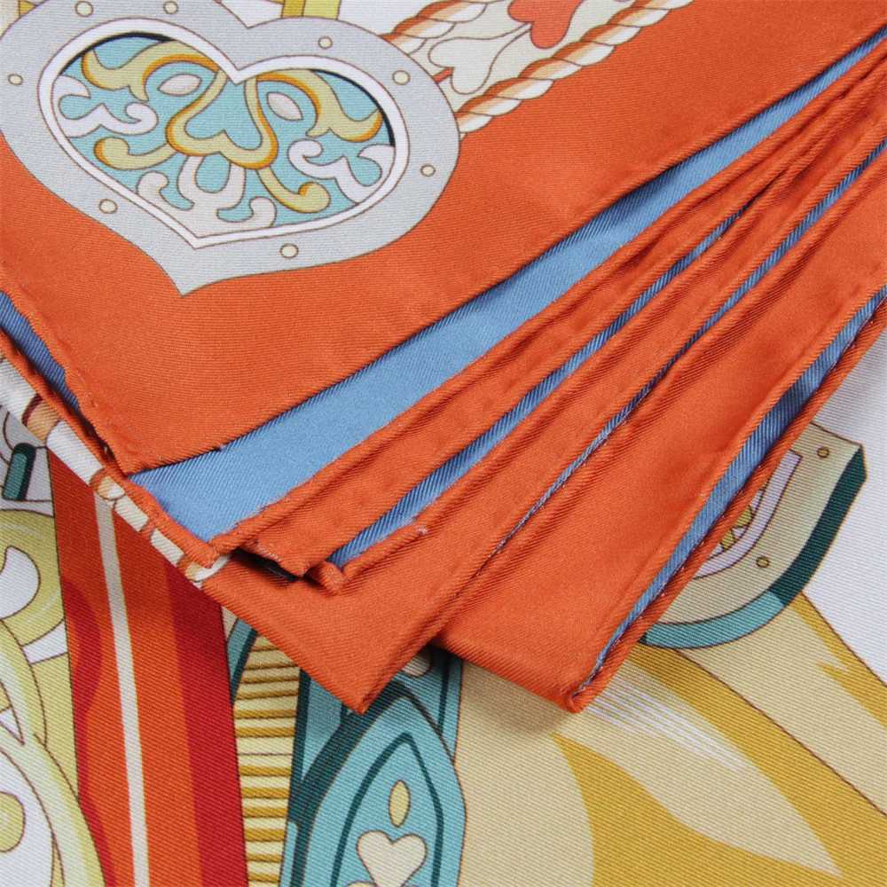 POBING Hand Rold Twill Silk Scarf Wen Two Horse Doub Print Square Scarves Wraps Echarpes Foards Fme Hijab 90CMW251027