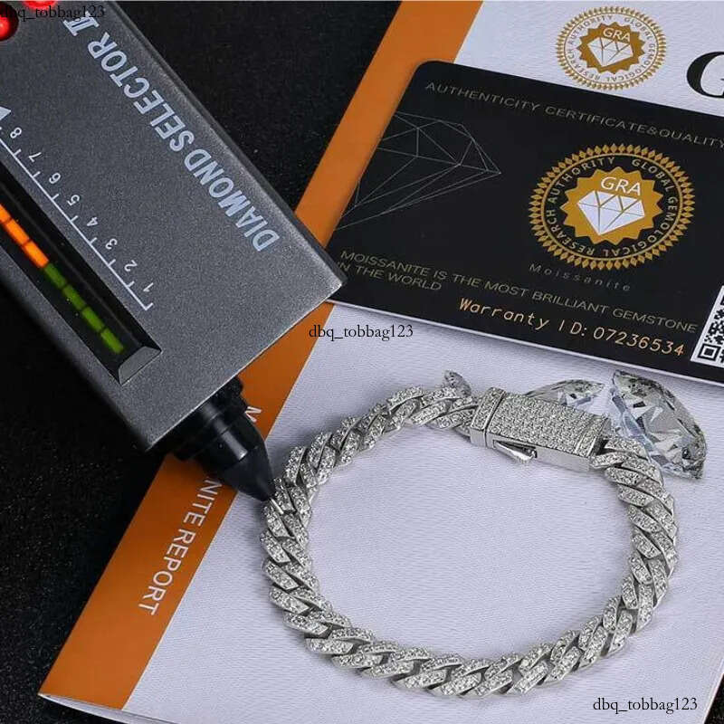 Width 8mm 16-24inch S Sterling Sier Pass Test Moissanite Dia Cuban Chain Necklace 7/8/9inch Bracelet Links Jewelry For Men Women Nice Gift