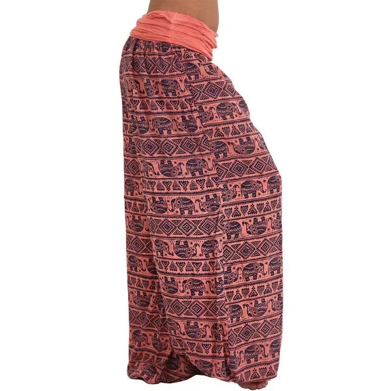 Womens Personality GeometricCasual Loose Printed Pants Comfortable Casual Womens Wide Leg Haren Pants 251027