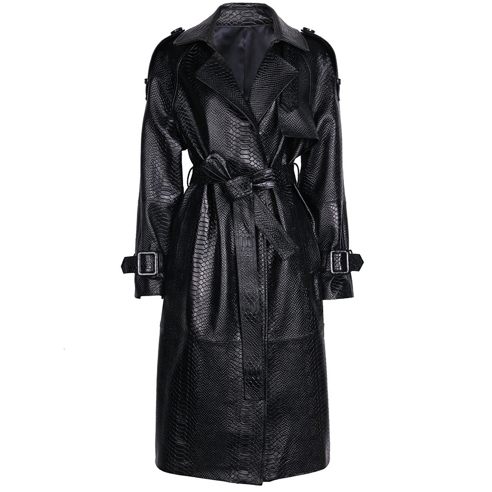 YOLOAgain High Quality Real Leather Trench Coat Women Genuine Jacket Windbreak Female 251027