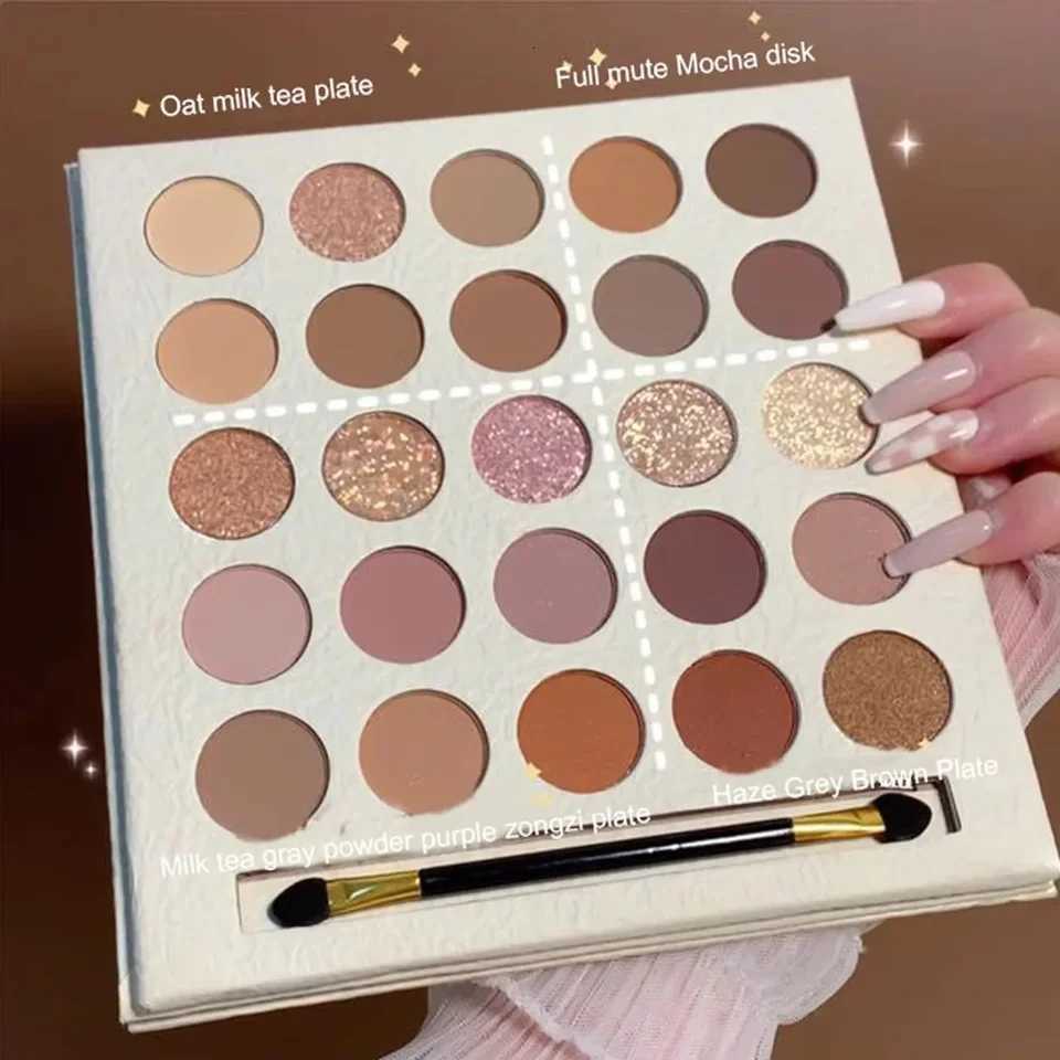 25Color Eyeshadow Palette Earth Tones Matte Shimmer Autumn Winter Low Saturation Orange Brown Makeup with BrushXJ251027