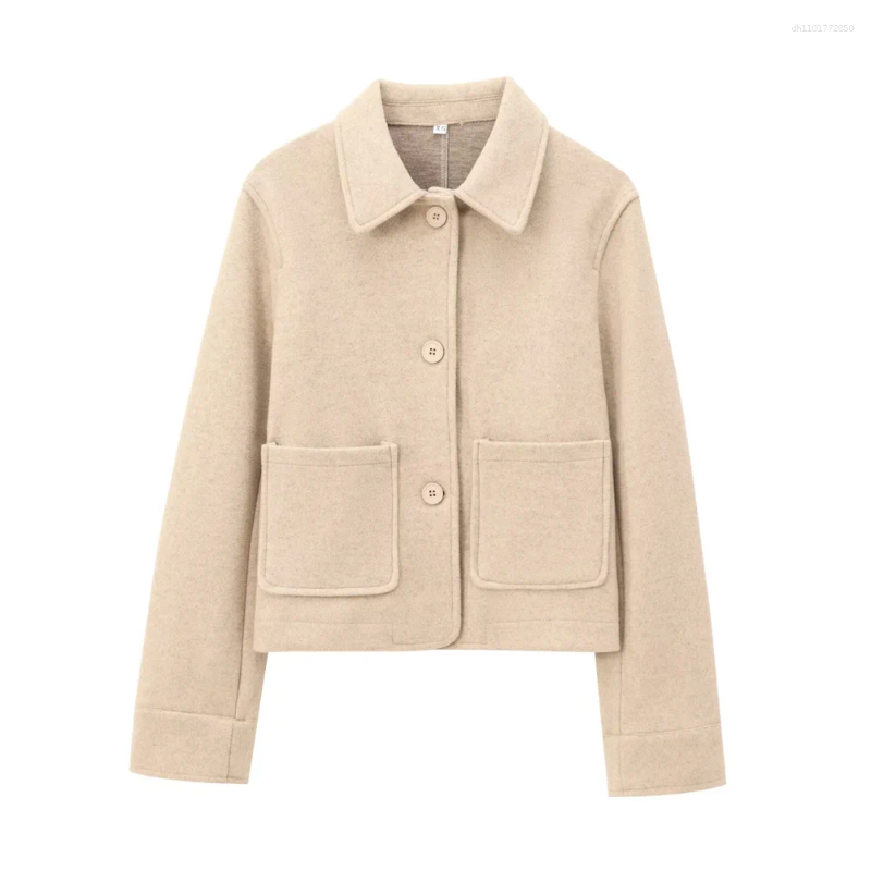 Women's Jackets Loose Pocket Decoration Soft Lapel Long Sleeved Jacket For Autumn And Winter Style