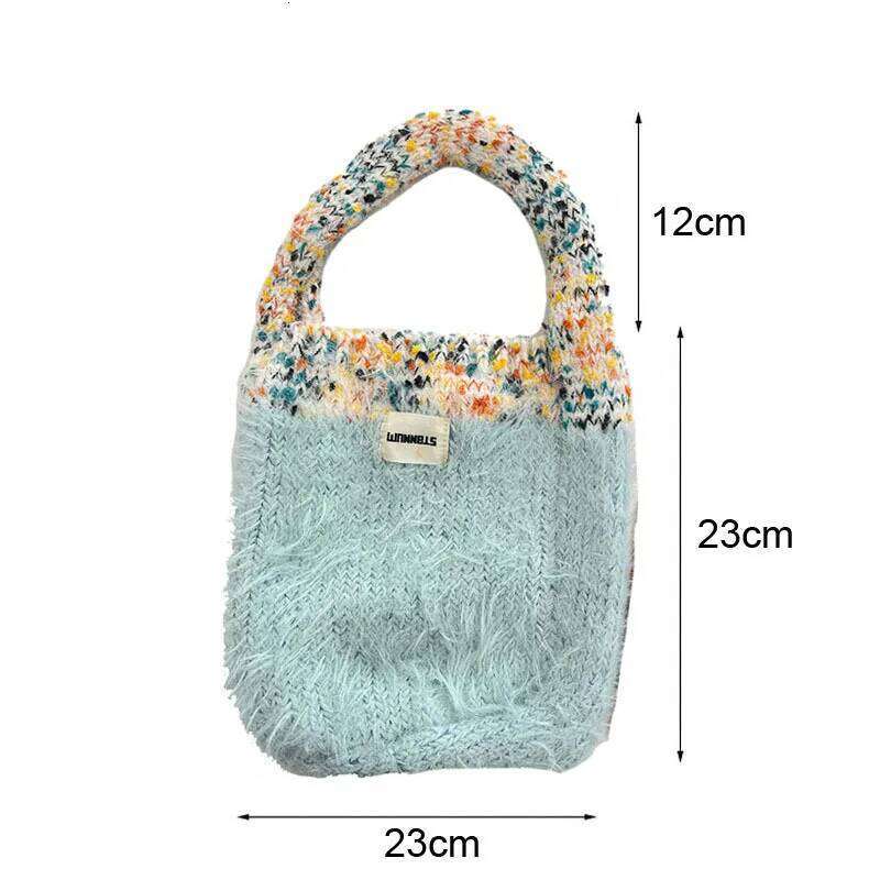 Designer Luxury Tote Clash Of Colours Knitted Plush Handbag Female Trend Versatile Winter New Net Red Ins Mobile Phone Bag