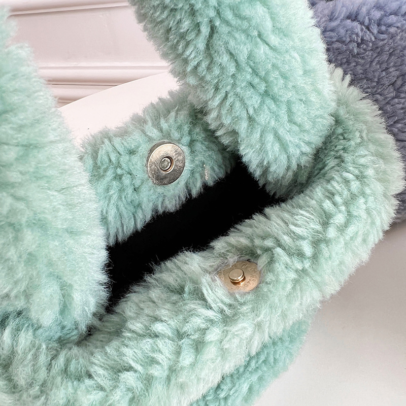 Faux Sheep Wool Small for Women Winter New Solid Color Handbag Niche Fluffy Bucket Bag