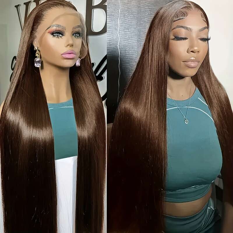 RONGDUOYI 180% Density High-Temperature Fiber Front Lace Wig - 24" Straight Hair, Pre-Plucked Realistic Look, Unisex Adult, Ideal For Everyone, S