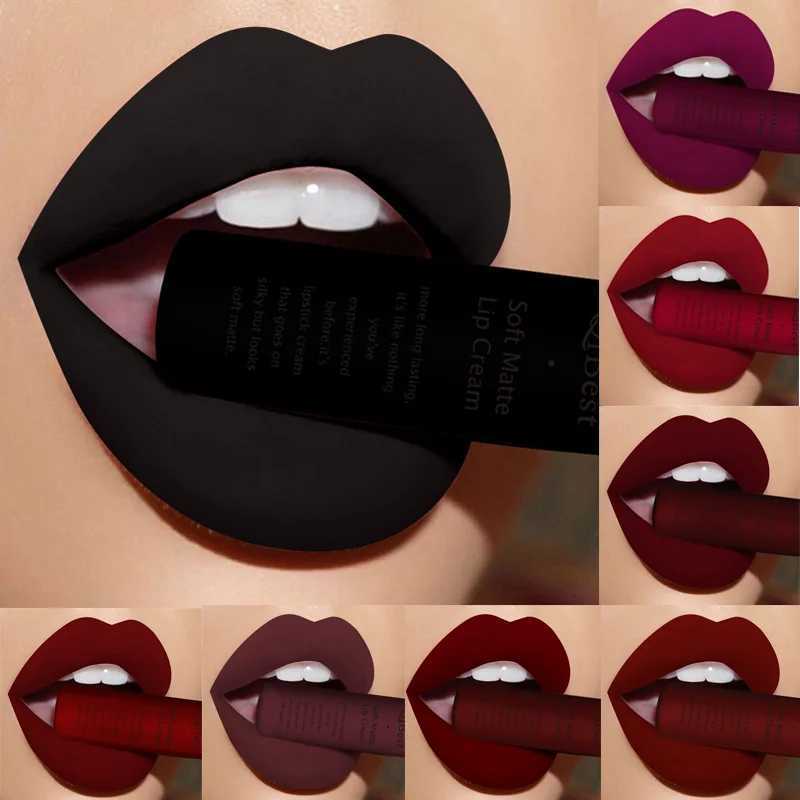 QIBEST Waterproof Matte Nude Liquid Lipstick Pigment Dark Red Black Long Lasting Liquid Lipstick Women Makeup Lipgloss Lip Tint W251027