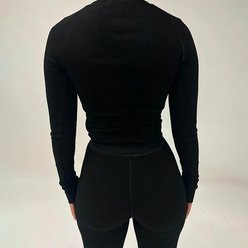 Autumn Winter Womens 2 Piece Set Trousers Embroidery Solid Sexy Skinny Sweatpants Long Sleeves Casual Slim Female Clothing 251027