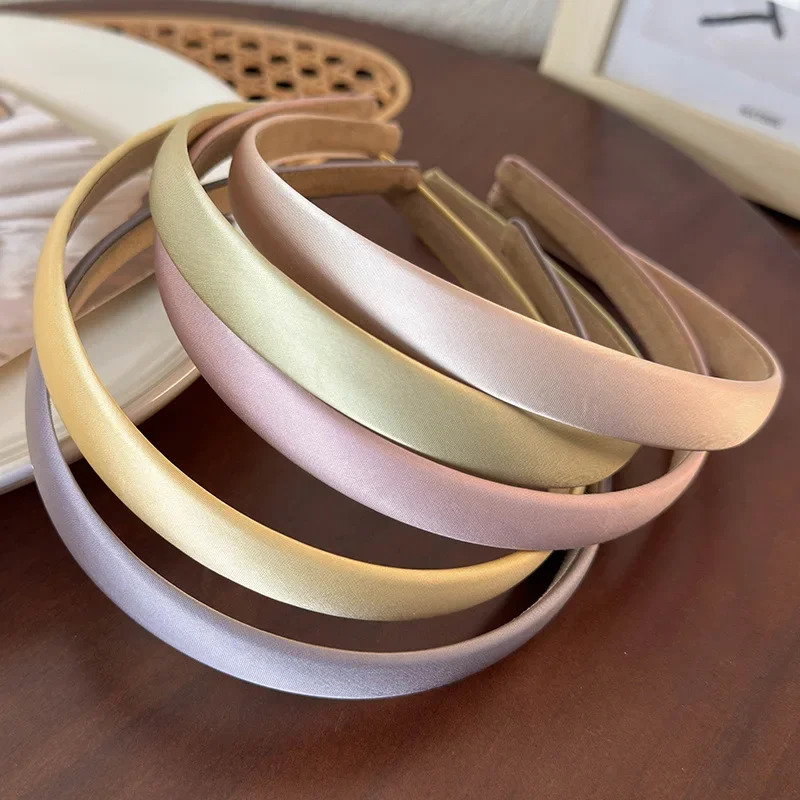 Simple Solid Color Headbands for Women Korean Vintage Satin Fabric Fine Hair Hoop Hairbands Hair Accessories Headwear for Girl 251023