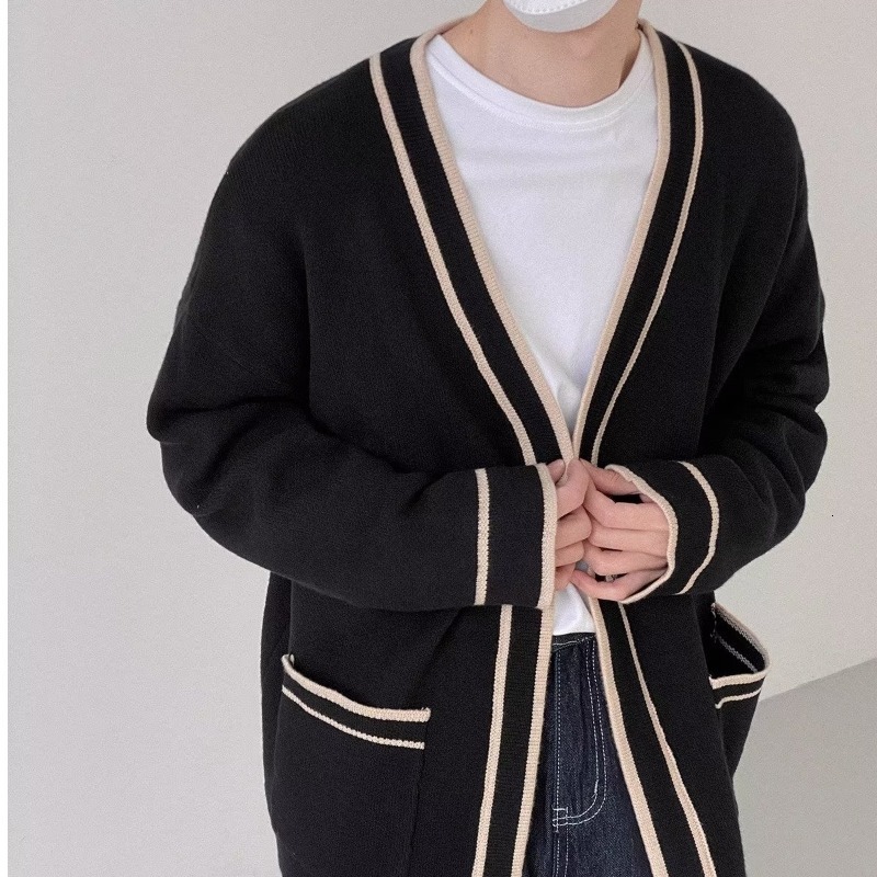 Men's Cardigan Sweater Spring Designer Sweater Autumn New V-neck Knitted Sweater Korean Style Loose Casual Trendy Sweater Jacket For Men
