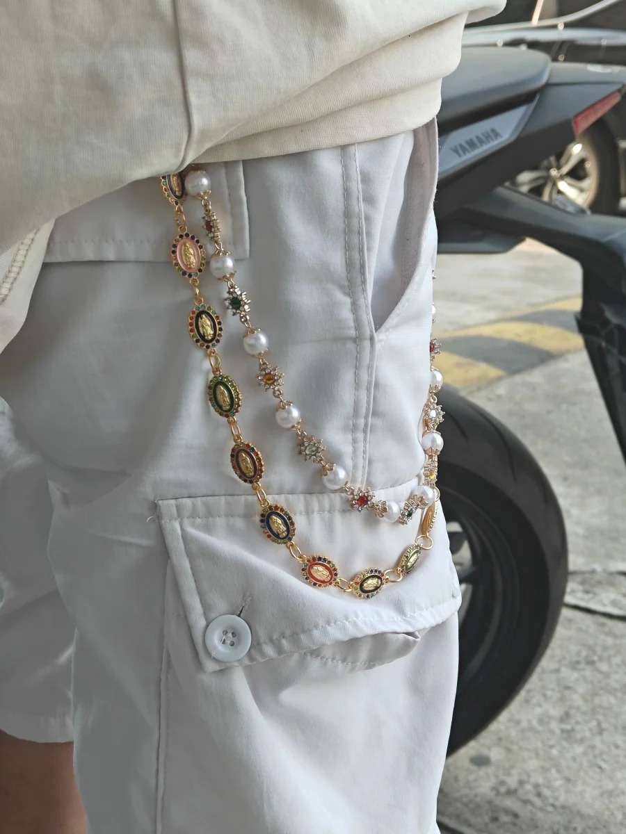 DIY Multicolored Pearl Pants Chain Multifunctional Fashion Accessories Hip Hop Rock Men And Women Ones Waist Decoration 251024