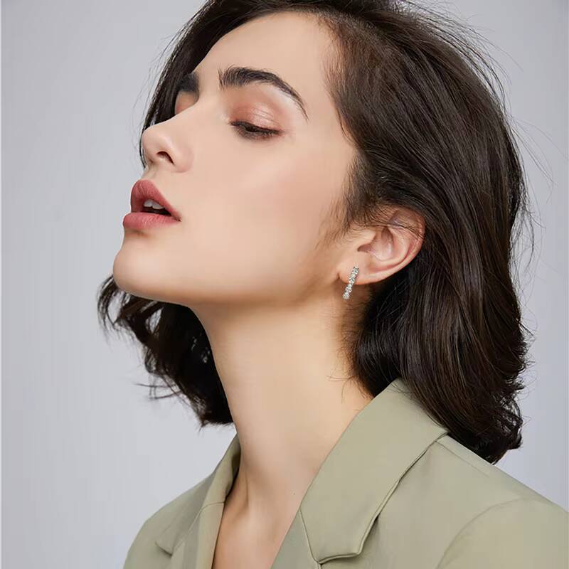 2024 925 Sterling Silver Round Cut Moissanite 14mm 3mm S925 Hoop Earrings for Women Chunky French Chic Fashion Jewelry Ear Ring