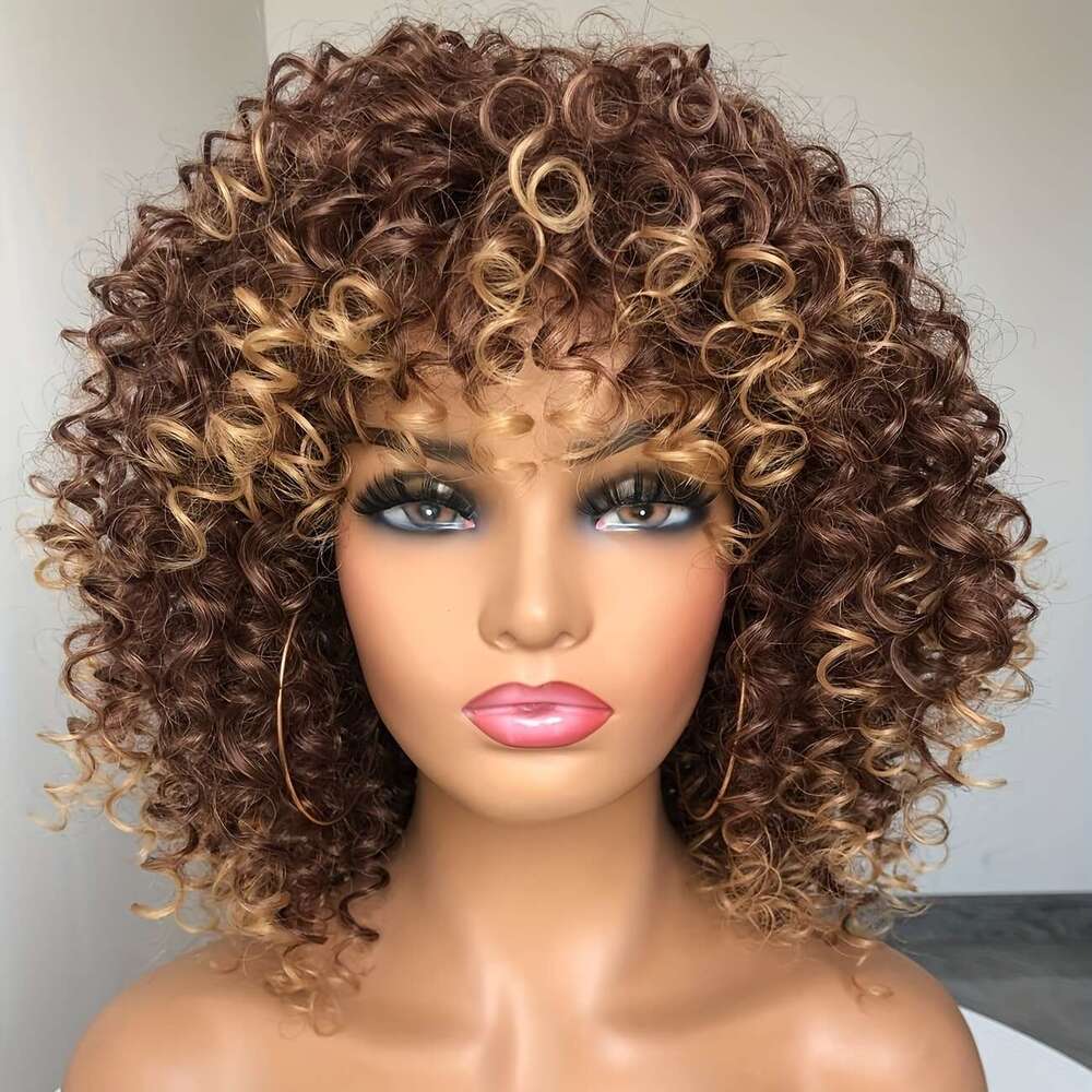 Women's Kinky Afro With Bangs Heat Resistant Synthetic Hair, Natural Look & Easy Maintenance, Beginner Friendly Everyday, Parties, Halloween, Cos