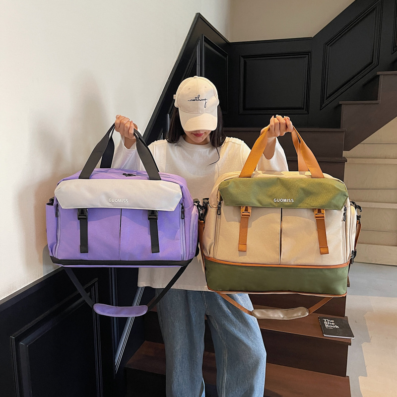 Travel Bag Large Capacity Women Can Pull Bar Box Boarding Bag Luggage Dry And Wet Separation Sports Fitness Bag Cross-Body Bag 2025s hot