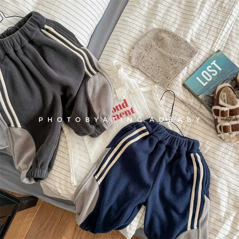 2025 Winter New Children Fleece Trousers Solid Boys Warm Sweatpants Plus Velvet Thick Girls Harem Pants Cotton Kids Casual PantsT251027