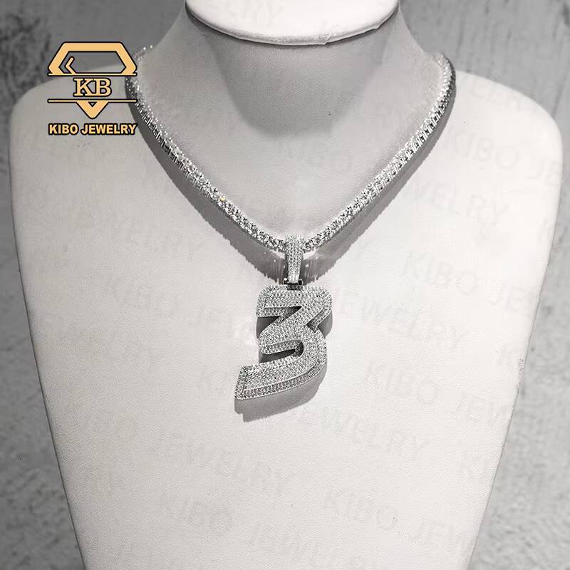 Custom Number 3 Pendant Iced Out Vvs Moissanite Name Letter Charm Men Hip Hop 925 Silver Chains Pendant