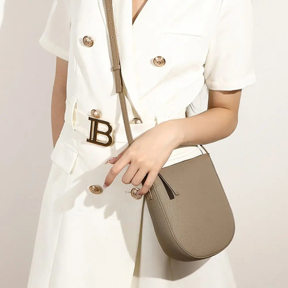 Litchi Pattern Shoulder Bag Zipper Solid Color Crossbody Bag Genuine Leather Phone Bag Ladies 251027