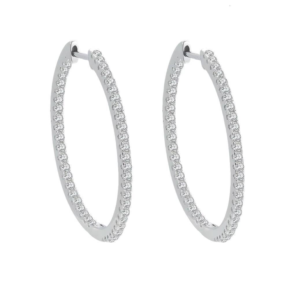 Factory Wholesale Fine Custom Moissanite Earrings 925 Sterling Silver Jewelry Moissanite Large Size Hoop Earrings for Women