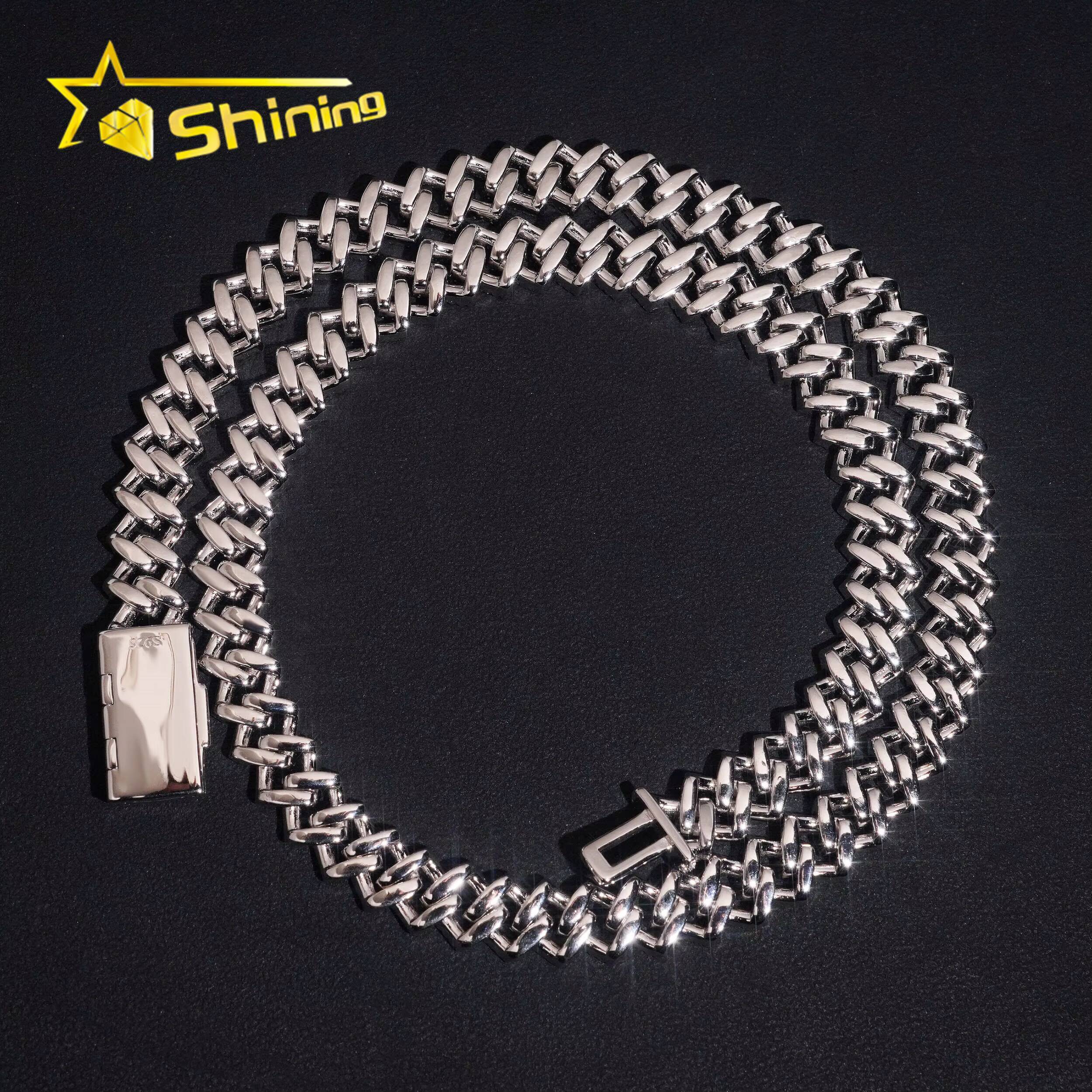 Popular Iced Out 10mm Width 2 Rows Moissanite Cuban Link Hip Hop Jewelry 925 Silver Necklace Custom Cuban Link Chain for Men