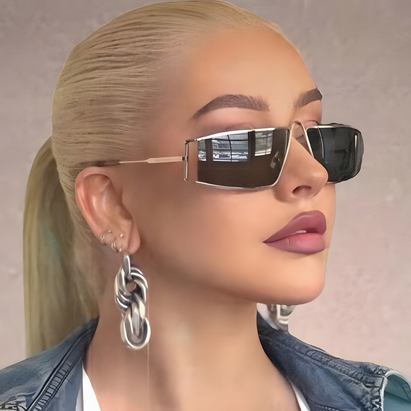 2025 Hollow Cut Metal Square Sunglasses Women UV 400 Premium Small Frame Shades Chic Minimalist