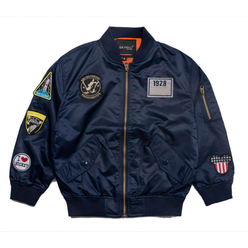 Spring Autumn Children's Boys and Girls Bomber MA-1 Embroidered Casual Outdoor Windproof Waterproof Baseball Jacket Trendy