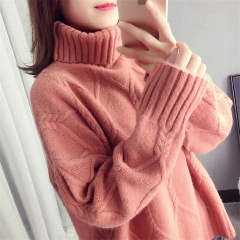 Thicken Warm High Collar Sweater For Women Pullovers Casual Autumn Winter Pull Femme Loose Bottoming Tops Knitwears ClothesT251027