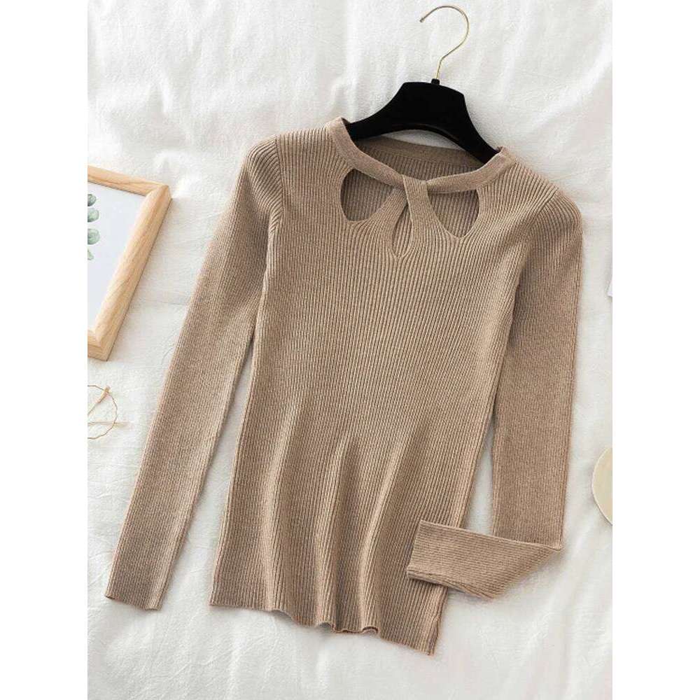 2025 Fashion Hollow Out Sweaters Autumn Winter Tops Slim Women Pullover Knitted Sweater Basic Solid Jumper Soft Warm Pull Designer Sweater Women Women